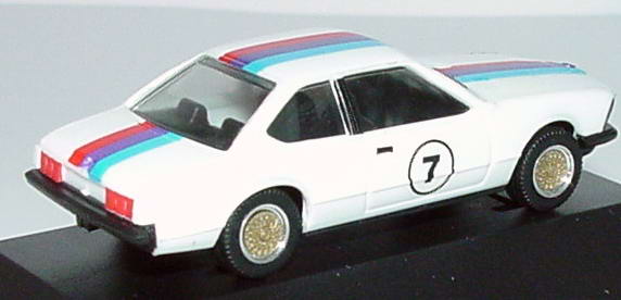Foto 1:87 BMW 635 CSI (E24) weiß mit M-Team-Streifen Nr.7 In Memorial (mit Naßschiebebogen) herpa
