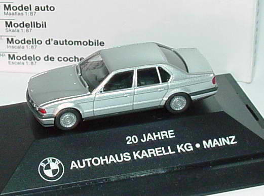 Foto 1:87 BMW 735i (E32) silber-met. 20 Jahre Autohaus Karell KG Mainz Werbemodell herpa