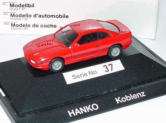 Foto 1:87 BMW 850i rot Hanko Koblenz Werbemodell herpa