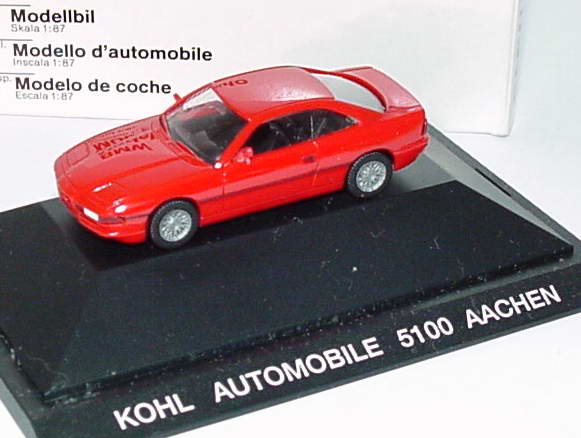 Foto 1:87 BMW 850i rot Kohl Automobile Aachen Werbemodell herpa