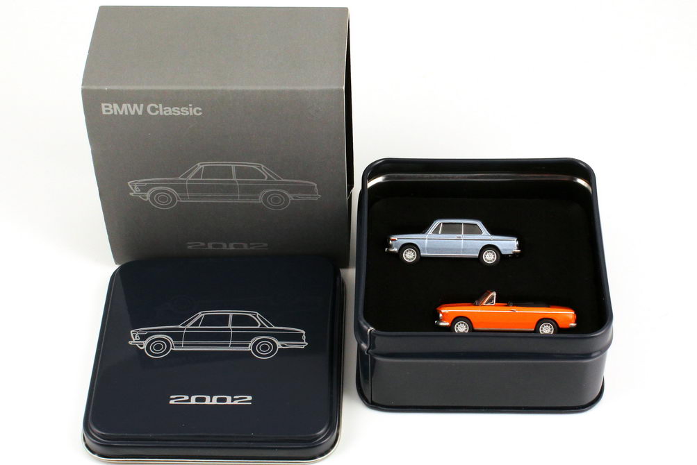 Foto 1:87 BMW Classic Set-Packung Youngtimer BMW 2002 (BMW 2002ti fjord-blau-met. + BMW 2002ti Cabrio phönix-orange) Werbemodell BUB 80412186350