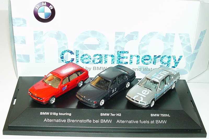 Foto 1:87 BMW CleanEnergy-Collection (518g touring + 7er H2 + 750hL) Werbemodell herpa 80410007669