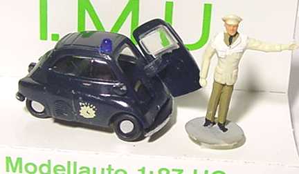 Foto 1:87 BMW Isetta Polizei dunkelblau mit Polizist I.M.U.