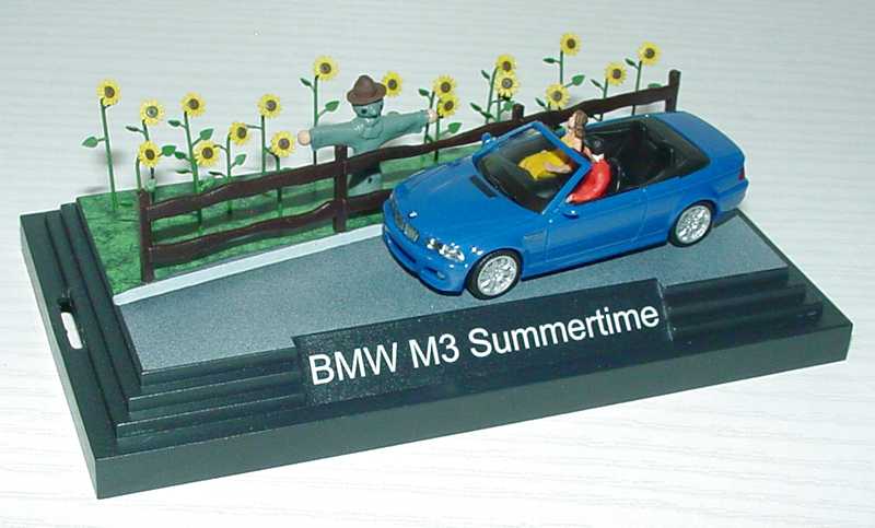 Foto 1:87 BMW M3 Coupé (E46) blau Summertime Diorama Werbemodell herpa 80410309331