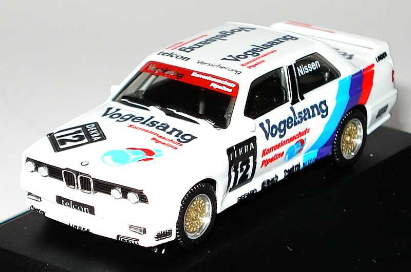 Foto 1:87 BMW M3 (E30) DTM 1990 Linder, Vogelsang Nr.12, Nissen Werbemodell mit Fahrerautogramm auf Verpackung herpa 82229417845