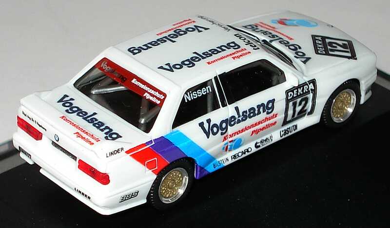 Foto 1:87 BMW M3 (E30) DTM 1990 Linder, Vogelsang Nr.12, Nissen Werbemodell mit Fahrerautogramm auf Verpackung herpa 82229417845