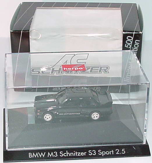 Foto 1:87 BMW M3 (E30) Schnitzer S3 Sport 2.5 schwarz Werbemodell herpa 99982230057