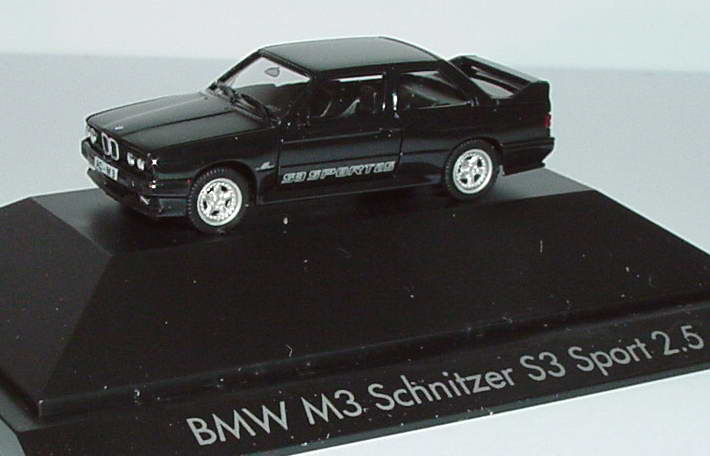 Foto 1:87 BMW M3 (E30) Schnitzer S3 Sport 2.5 schwarz Werbemodell herpa 99982230057