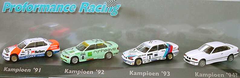 Foto 1:87 BMW Proformance Racing (325i Marlboro Nr.2, 325i rijnhaave Nr.6, 325i Dealerteam Nr.1, M3 Coupé weiß) in 4er-PC-Box herpa