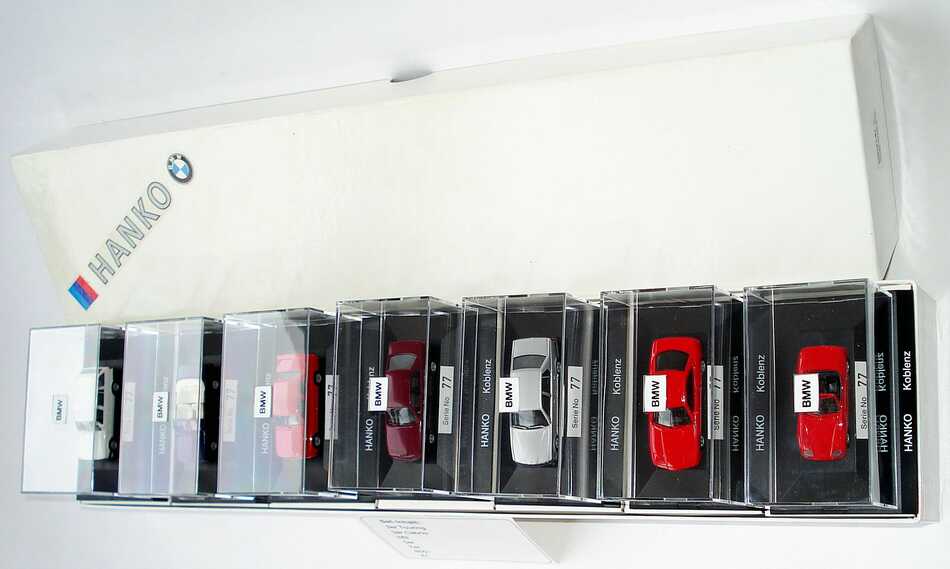 Foto 1:87 BMW Setpackung Hanko Koblenz (3er touring + 3er Cabrio + M3 + 5er + 7er + 850i + Z1), Auflage 80 Serien herpa