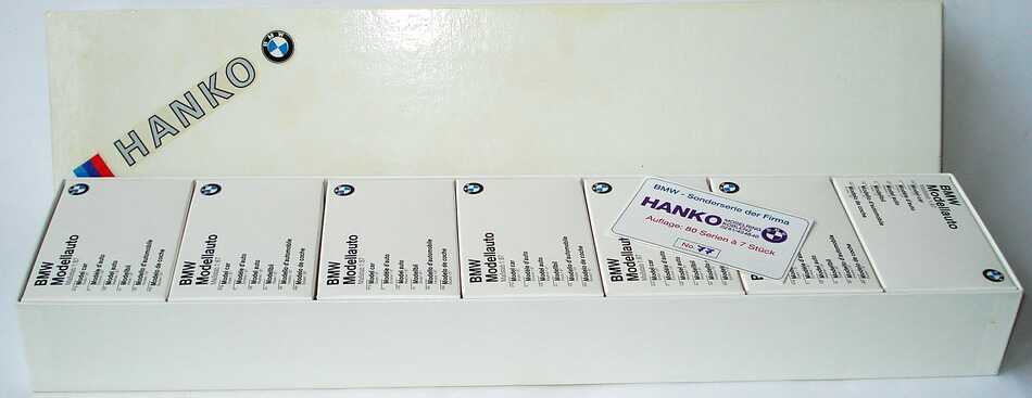 Foto 1:87 BMW Setpackung Hanko Koblenz (3er touring + 3er Cabrio + M3 + 5er + 7er + 850i + Z1), Auflage 80 Serien herpa