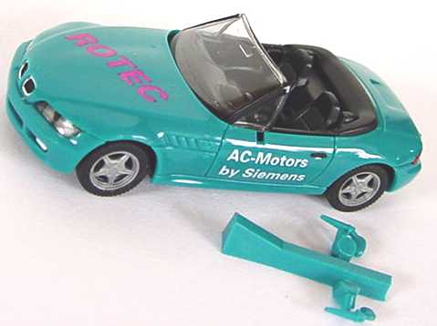 Foto 1:87 BMW Z3 Rotec, AC-Motors by Siemens türkis herpa