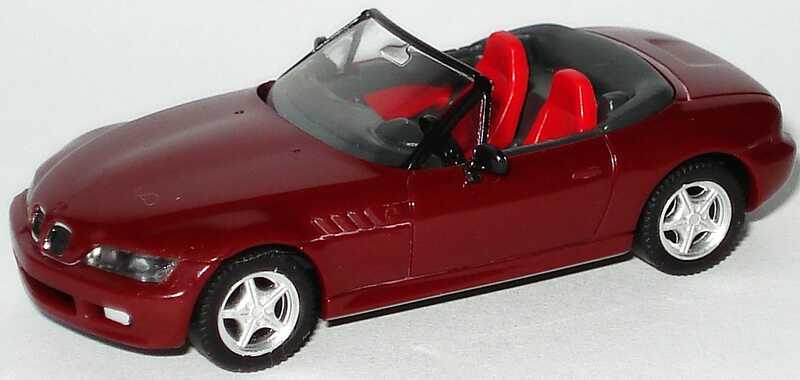 Foto 1:87 BMW Z3 weinrot, rote Sitze, Felgen verchromt herpa 021937