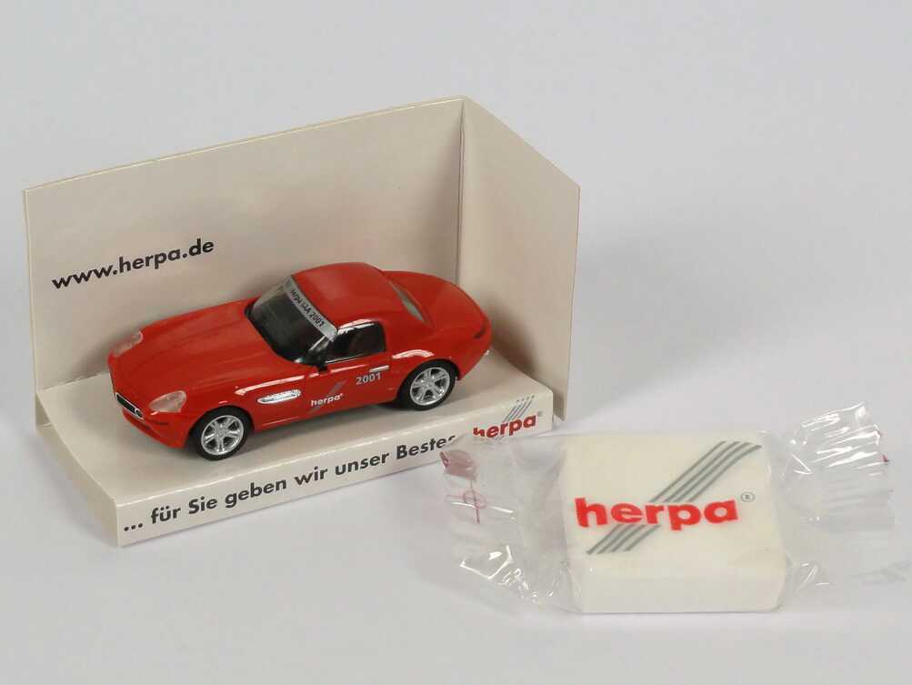 Foto 1:87 BMW Z8 rot mit Hardtop 18. Herpa IAA 2001, ... für Sie geben wir unser Bestes (mit Traubenzucker) herpa