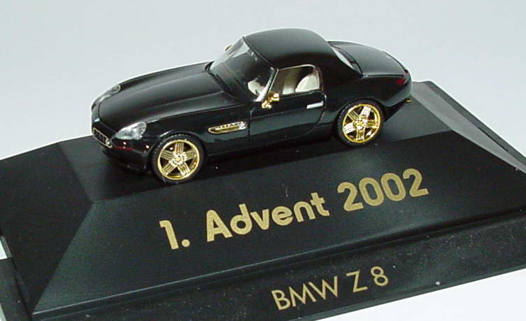 Foto 1:87 BMW Z8 schwarz/gold mit Hardtop und Alpina-Felgen 1. Advent 2002 herpa