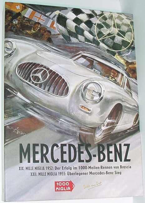 Foto 1:87 Bitburger Mercedes-Benz Oldtimer-Set-Packung 1952 + 1955 Mille-Miglia, Brescia quattro (300SL Prototyp, 300SL Gullwing, 300SLR, 300SLR zweisitzig) Grell Werbemittel