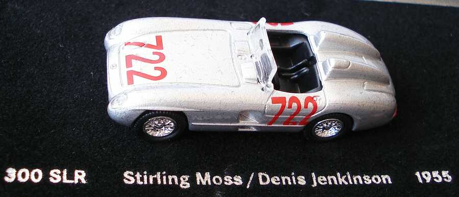 Foto 1:87 Bitburger Mercedes-Benz Oldtimer-Set-Packung 1952 + 1955 Mille-Miglia, Brescia quattro (300SL Prototyp, 300SL Gullwing, 300SLR, 300SLR zweisitzig) Grell Werbemittel