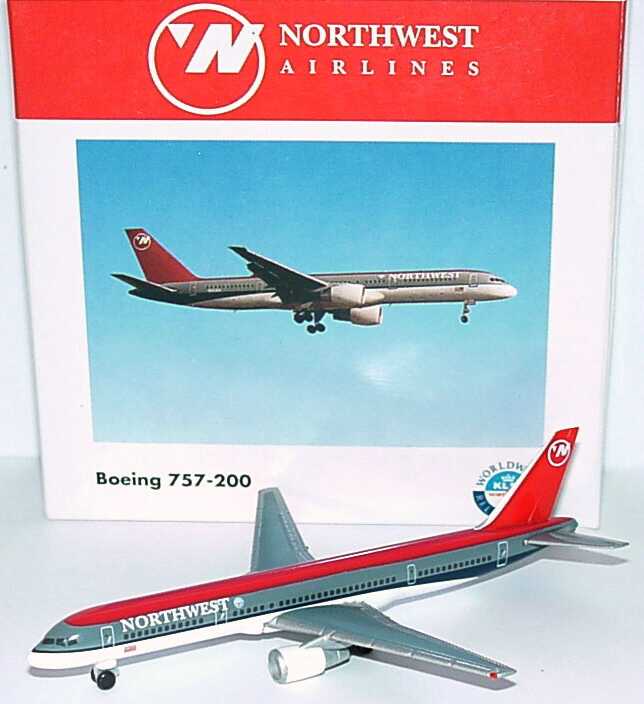 Foto 1:500 Boeing B 757-200 Northwest Airlines (mit KLM-Logo) herpa Wings 503716