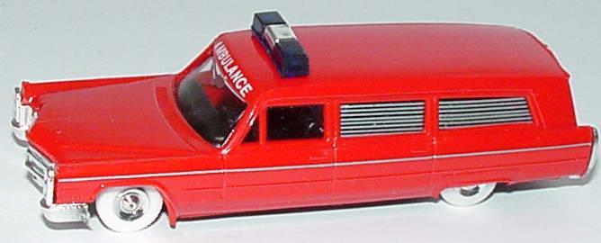 Foto 1:87 Cadillac Fleetwood Station Wagon lang (1966) Ambulance rot de Luxe Praliné 2904