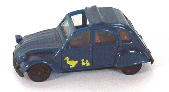 Foto 1:87 Citroen 2 CV 6 Rolldach dunkelblau Motiv Entenfamilie herpa 3026