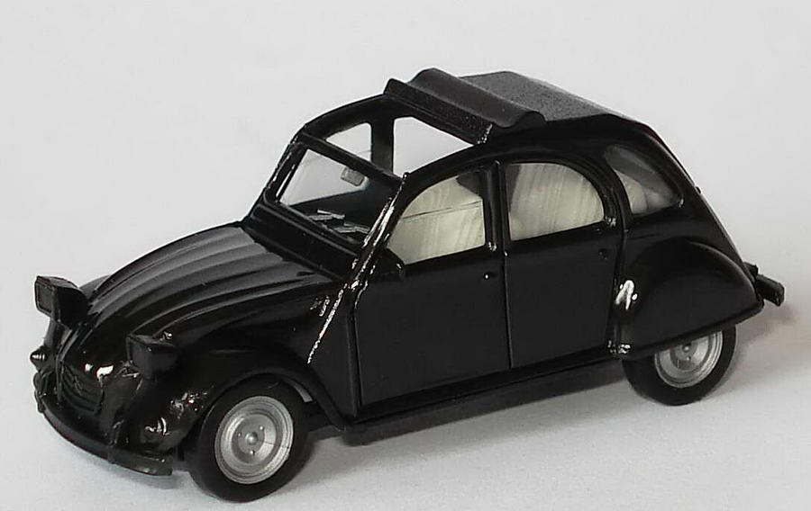 Foto 1:87 Citroën 2 CV 6 Rolldach offen schwarz, IA hellgrau herpa 185400