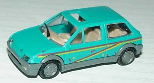 Foto 1:87 Citroen AX mit Sonnendach türkis mit Dekor Busch 45613