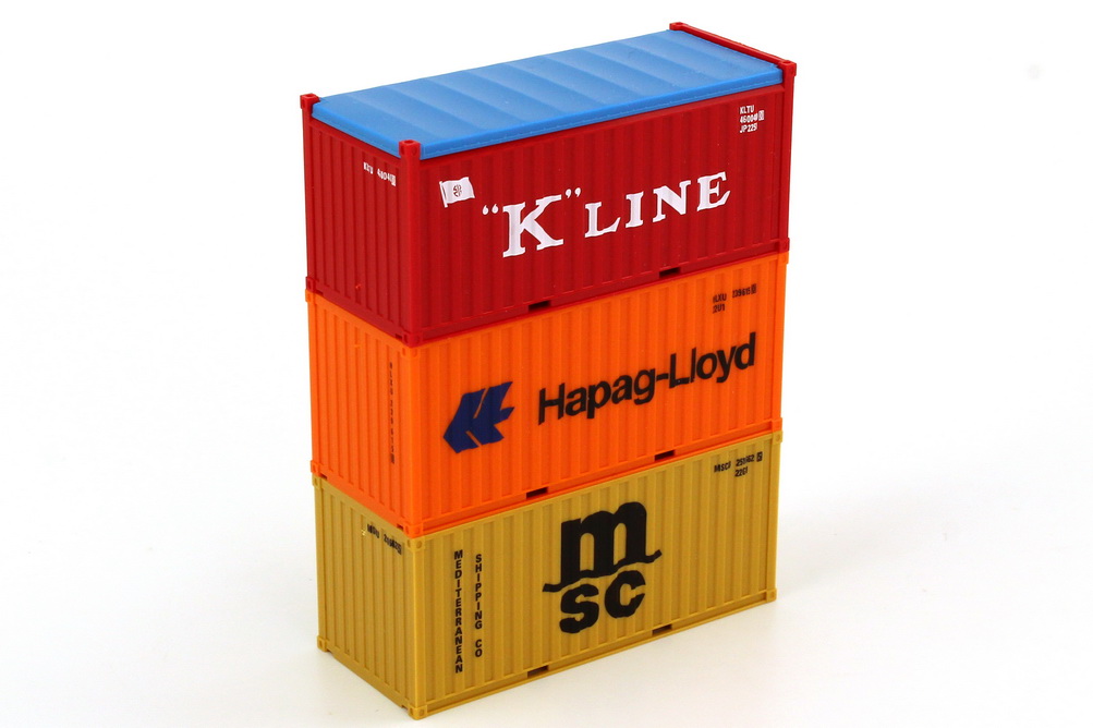 Foto 1:87 Container-Set 3x 20ft. MSC, K-Line, Hapag-Lloyd herpa 076432