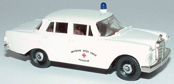 Foto 1:87 DRK Einsatzfahrzeuge (Mercedes 190c DRK Präsidium + 190c Kombi Rotes Kreuz grau + Bus O 321 Operationswagen der chirurg. Universitäts-Klinik Heidelberg) Brekina S9006