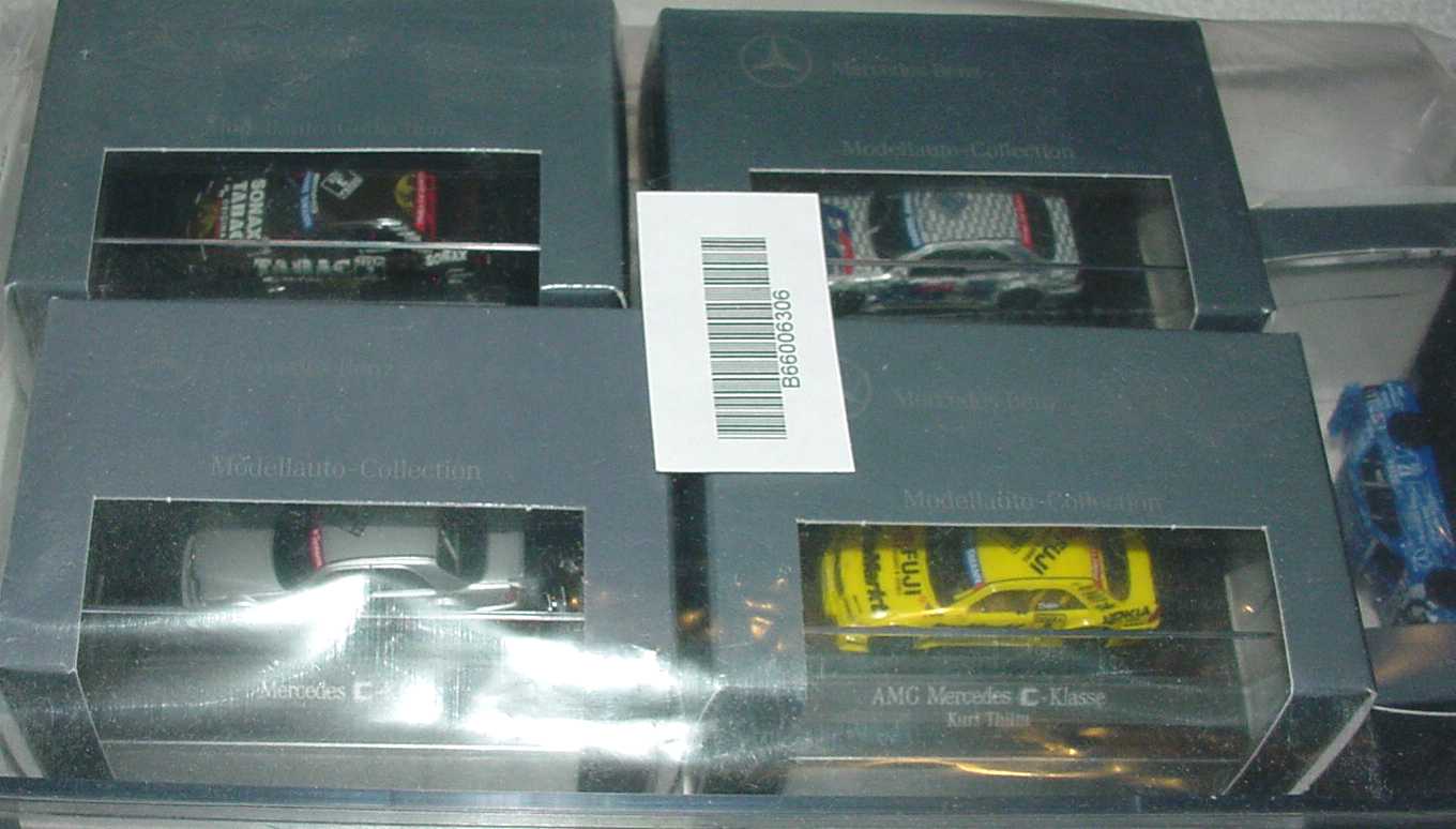 Foto 1:87 DTM 1995-Set C bleibt Klasse (5x C 180 DTM + SK Renntransporter Sonac/Tabak + Videokasette)Werbemodell herpa B66006306