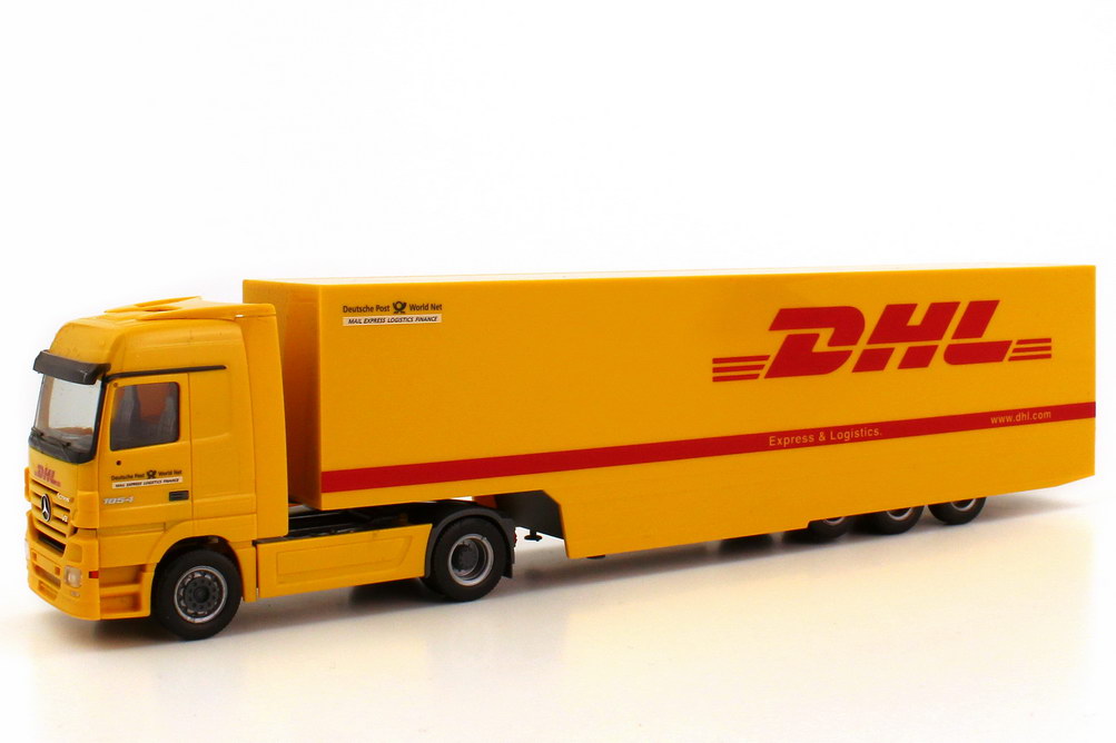 Foto 1:87 Deutsche Post Setpackung Fahrzeuge der Deutschen Post 2003 (Mercedes Actros MP3 Sattelzug + Mercedes T2 Vario + Renault Kangoo) herpa 006270