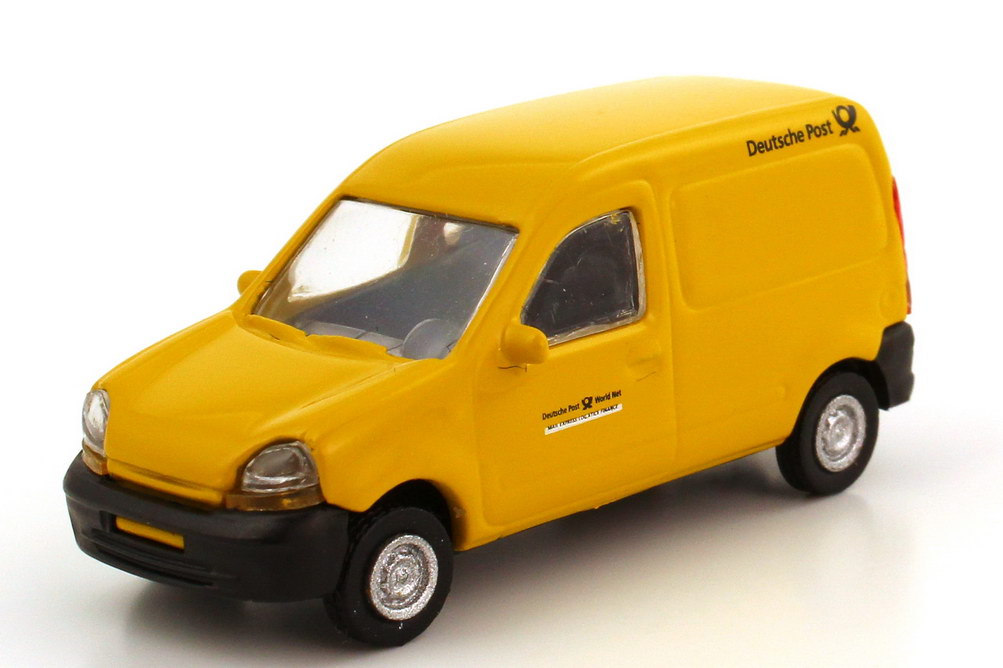 Foto 1:87 Deutsche Post Setpackung Fahrzeuge der Deutschen Post 2003 (Mercedes Actros MP3 Sattelzug + Mercedes T2 Vario + Renault Kangoo) herpa 006270