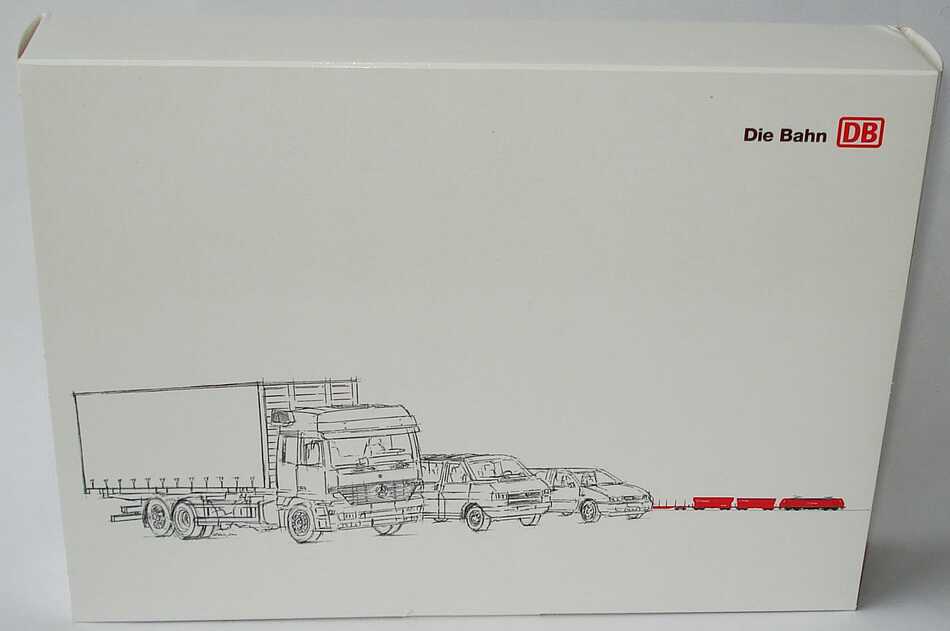 Foto 1:87 Die Bahn DB Setpackung DB Cargo - Fahrzeuge des Güterferkehrs der Deutschen Bahn AG (MB Actros HGZ + VW T4 + VW Polo Variant) AMW/AWM