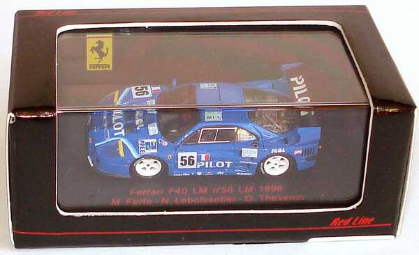 Foto 1:87 Ferrari F40 LM 24h von Le Mans 1996  Pilot Nr. 56, Ferte / Leboissetier / Thevenin RedLine 87RL038