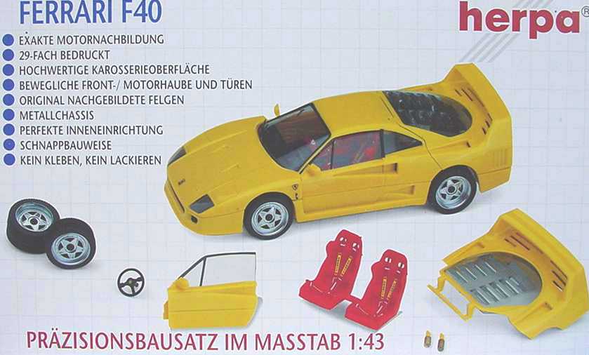 Foto 1:43 Ferrari F40 gelb (Bausatz) herpa 012089