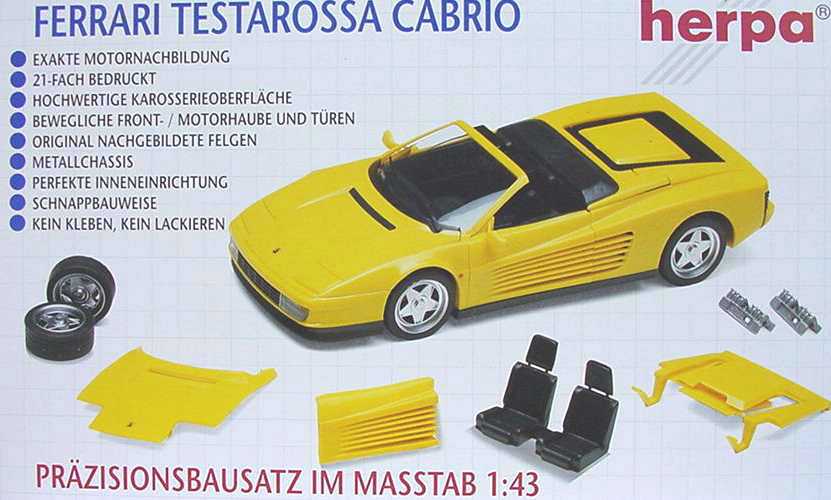 Foto 1:43 Ferrari Testarossa Cabrio gelb (Bausatz) herpa 012065