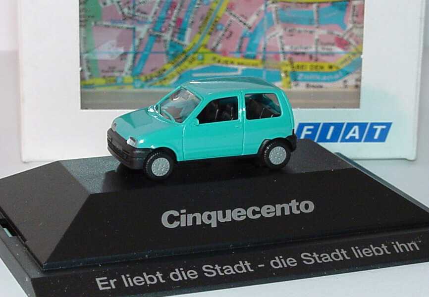 Foto 1:87 Fiat Cinquecento türkis Er liebt die Stadt - die Stadt liebt ihn (Fiat Presseedition) herpa