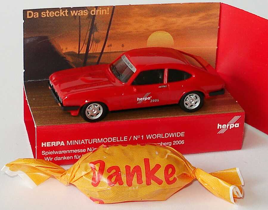Foto 1:87 Ford Capri Mk III 3.0 Ghia rot 23. Herpa IAA 2006 - Da steckt was Drin! (mit Bonbon) herpa