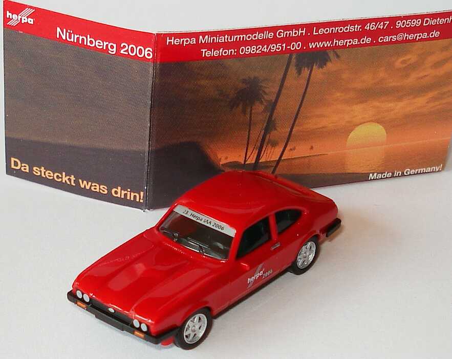 Foto 1:87 Ford Capri Mk III 3.0 Ghia rot 23. Herpa IAA 2006 - Da steckt was Drin! (mit Bonbon) herpa