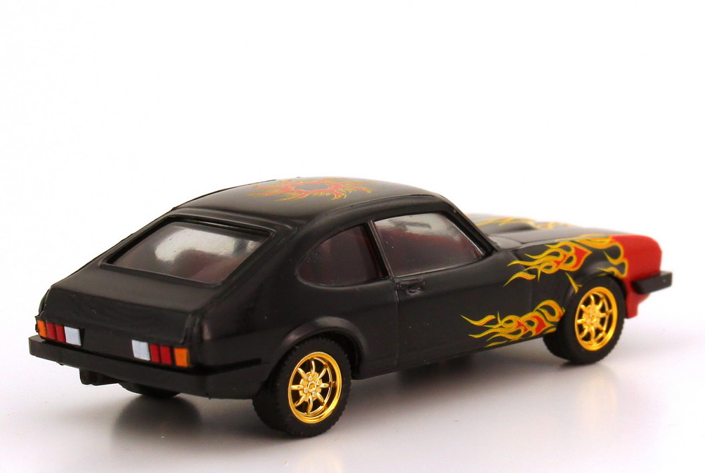 Foto 1:87 Ford Capri Mk III 3.0 schwarz mit Flammen-Design Cars Club (HCC-Modell 2006) herpa 194266