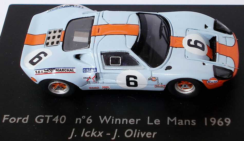 Foto 1:87 Ford GT40 MK II 24h von Le Mans 1969 Gulf Nr.6, Jacky Ickx / Oliver (Sieger) Spark 87LM69