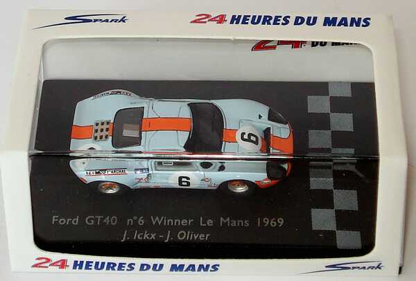 Foto 1:87 Ford GT40 MK II 24h von Le Mans 1969 Gulf Nr.6, Jacky Ickx / Oliver (Sieger) Spark 87LM69