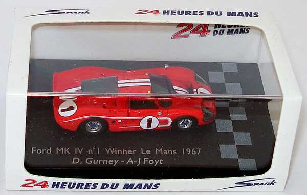 Foto 1:87 Ford GT40 MK IV 24h von Le Mans 1967 Nr.1, Gurney / Foyt (Sieger) Spark 87LM67