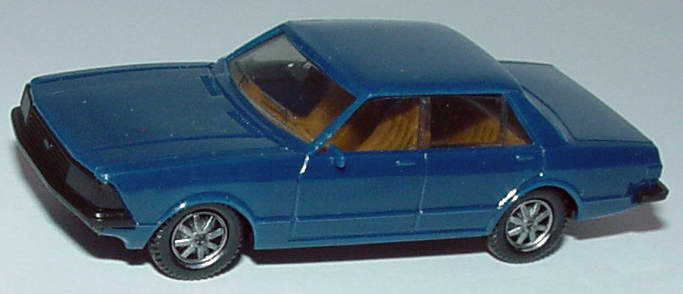 Foto 1:87 Ford Granada MK II Ghia 2.8i dunkelblau IA beige - herpa 2009