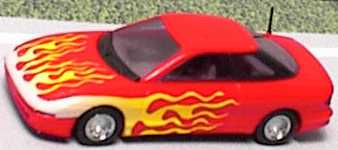 Foto 1:87 Ford Probe 24V rot mit Flammen-Design Busch 47406