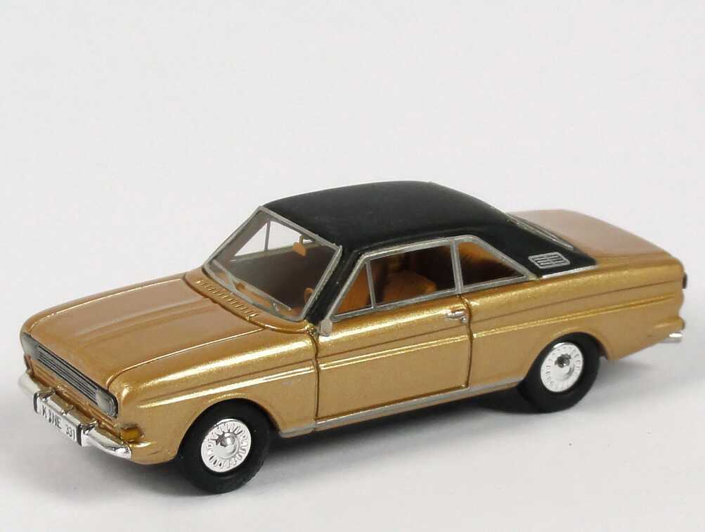 Foto 1:87 Ford Taunus 15m Coupé (P6) gold-met./schwarz NEO Scale Models 87331