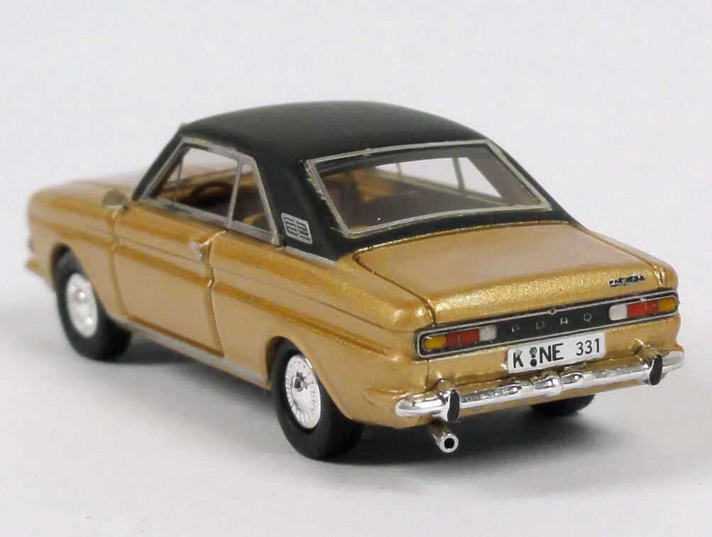 Foto 1:87 Ford Taunus 15m Coupé (P6) gold-met./schwarz NEO Scale Models 87331