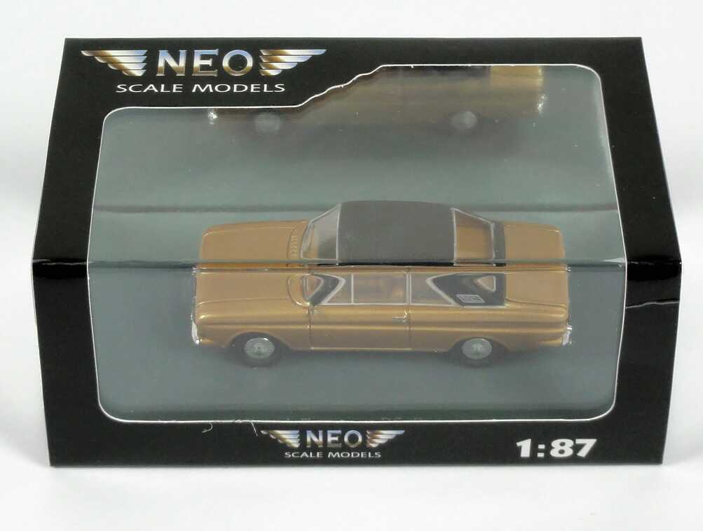 Foto 1:87 Ford Taunus 15m Coupé (P6) gold-met./schwarz NEO Scale Models 87331