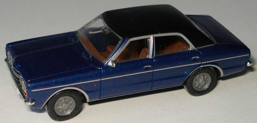 Foto 1:87 Ford Taunus GXL 4türig blaumet., Dach schwarz (Top Decoration) Brekina 19106