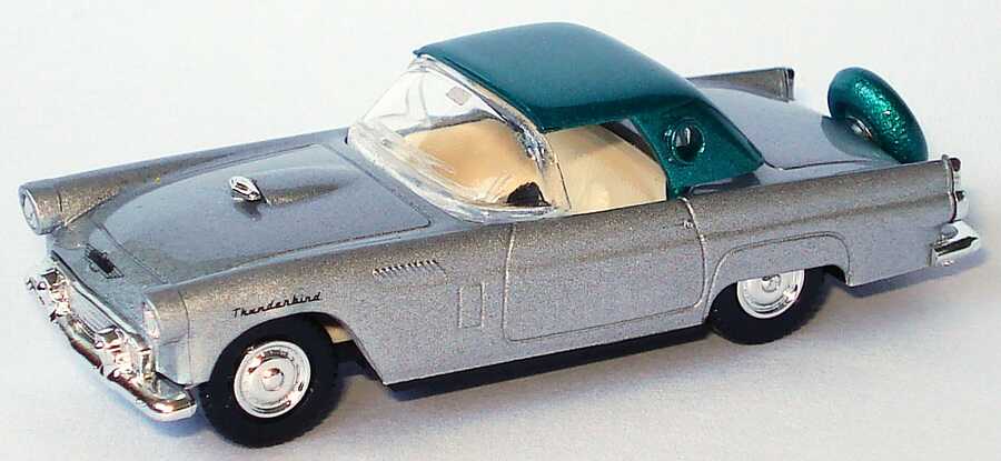 Foto 1:87 Ford Thunderbird ´56 Cabrio silbermet./grün-met. mit Hardtop Praliné