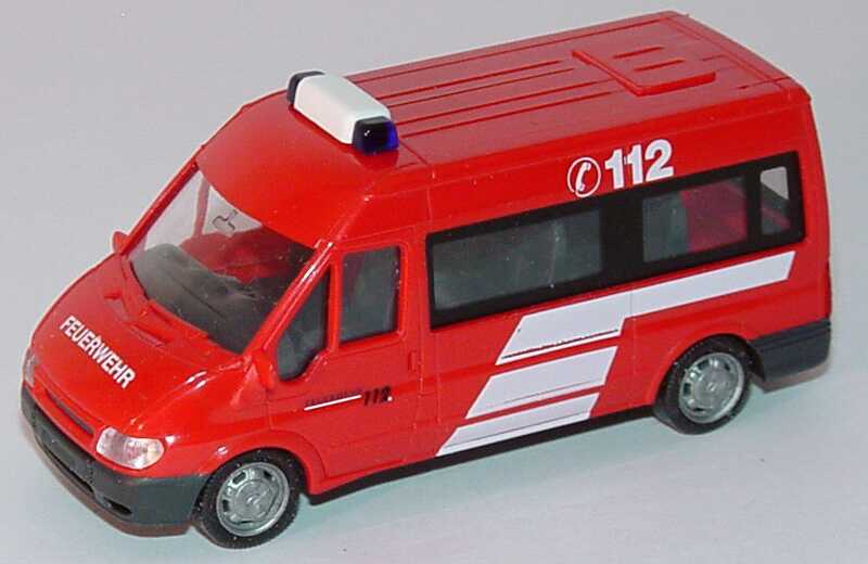 Foto 1:87 Ford Transit 2000 Bus Mittelhochdach Feuerwehr, 112 Rietze